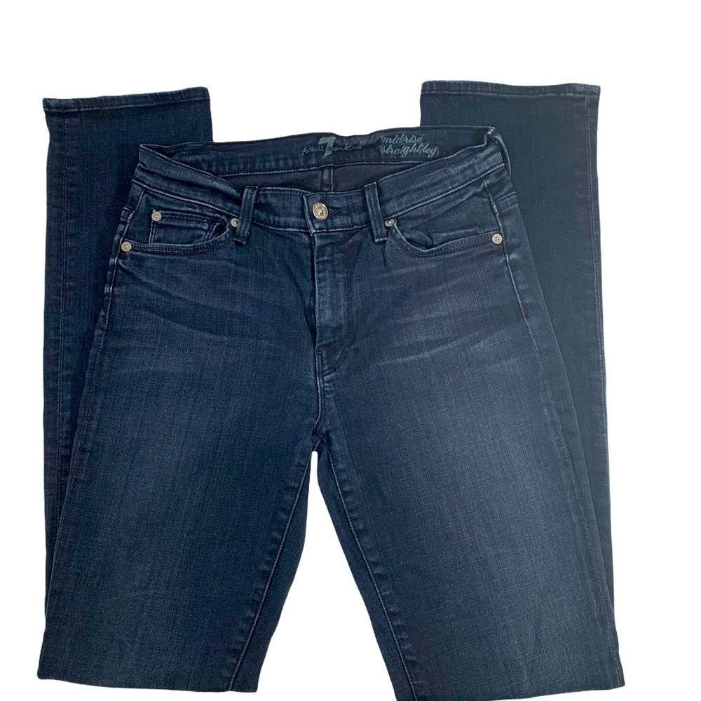 7 For All Mankind Dark Blue Straight Leg Jeans